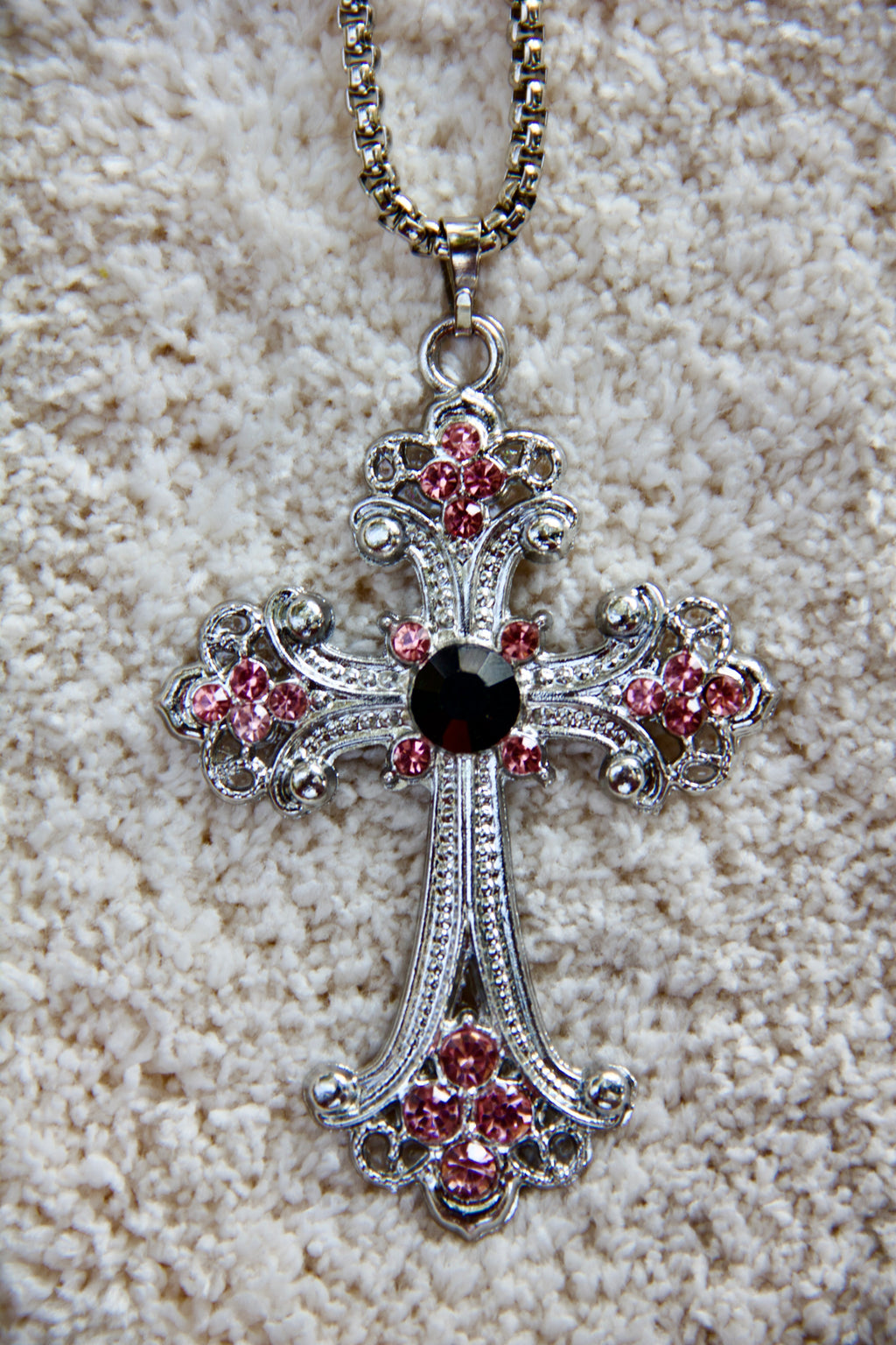 Pink silver cross